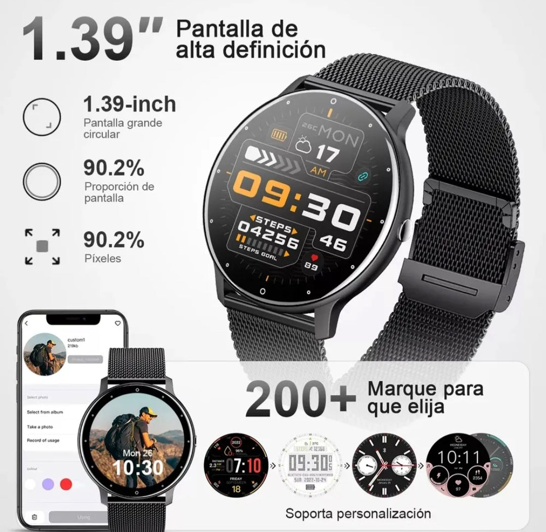 Reloj Inteligente Mujer Hombre Deportivo de la Correa Negro 1.39 Frequency Cardiaca Sueño Lige BW0223