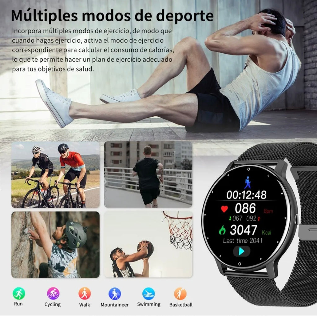 Reloj Inteligente Mujer Hombre Deportivo de la Correa Negro 1.39 Frequency Cardiaca Sueño Lige BW0223