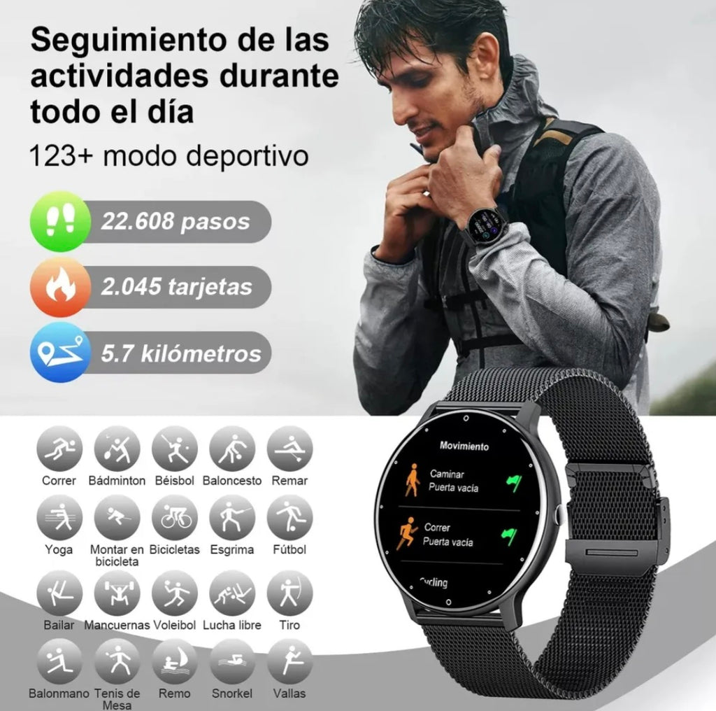 Reloj Inteligente Mujer Hombre Deportivo de la Correa Negro 1.39 Frequency Cardiaca Sueño Lige BW0223