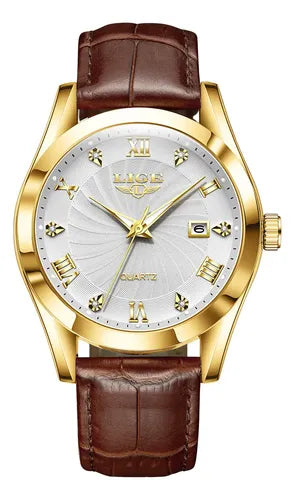 Reloj De Cuarzo Casual De Cuero Impermeable Para Hombre