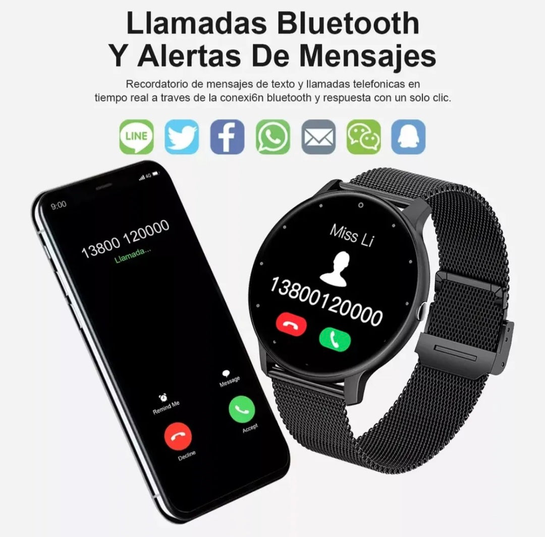 Reloj Inteligente Mujer Hombre Deportivo de la Correa Negro 1.39 Frequency Cardiaca Sueño Lige BW0223