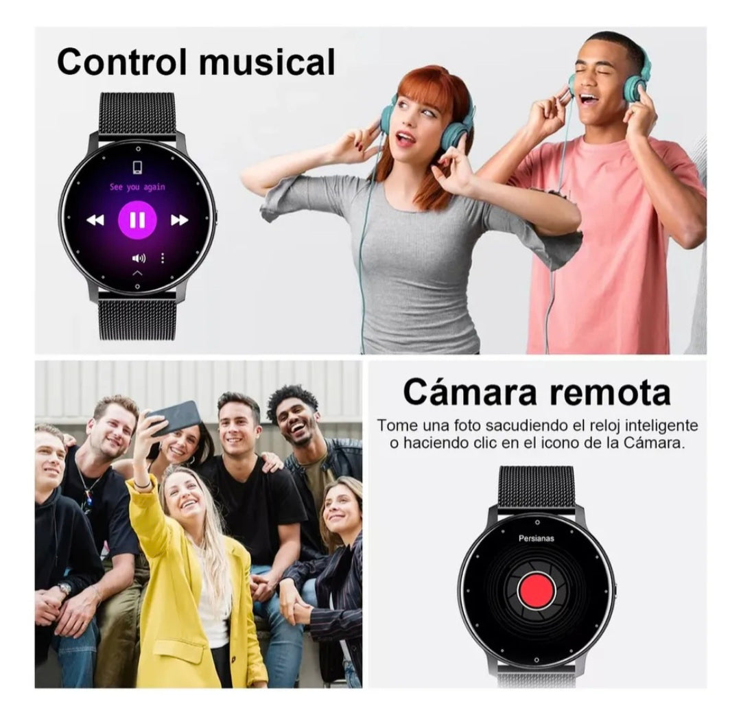 Reloj Inteligente Mujer Hombre Deportivo de la Correa Negro 1.39 Frequency Cardiaca Sueño Lige BW0223