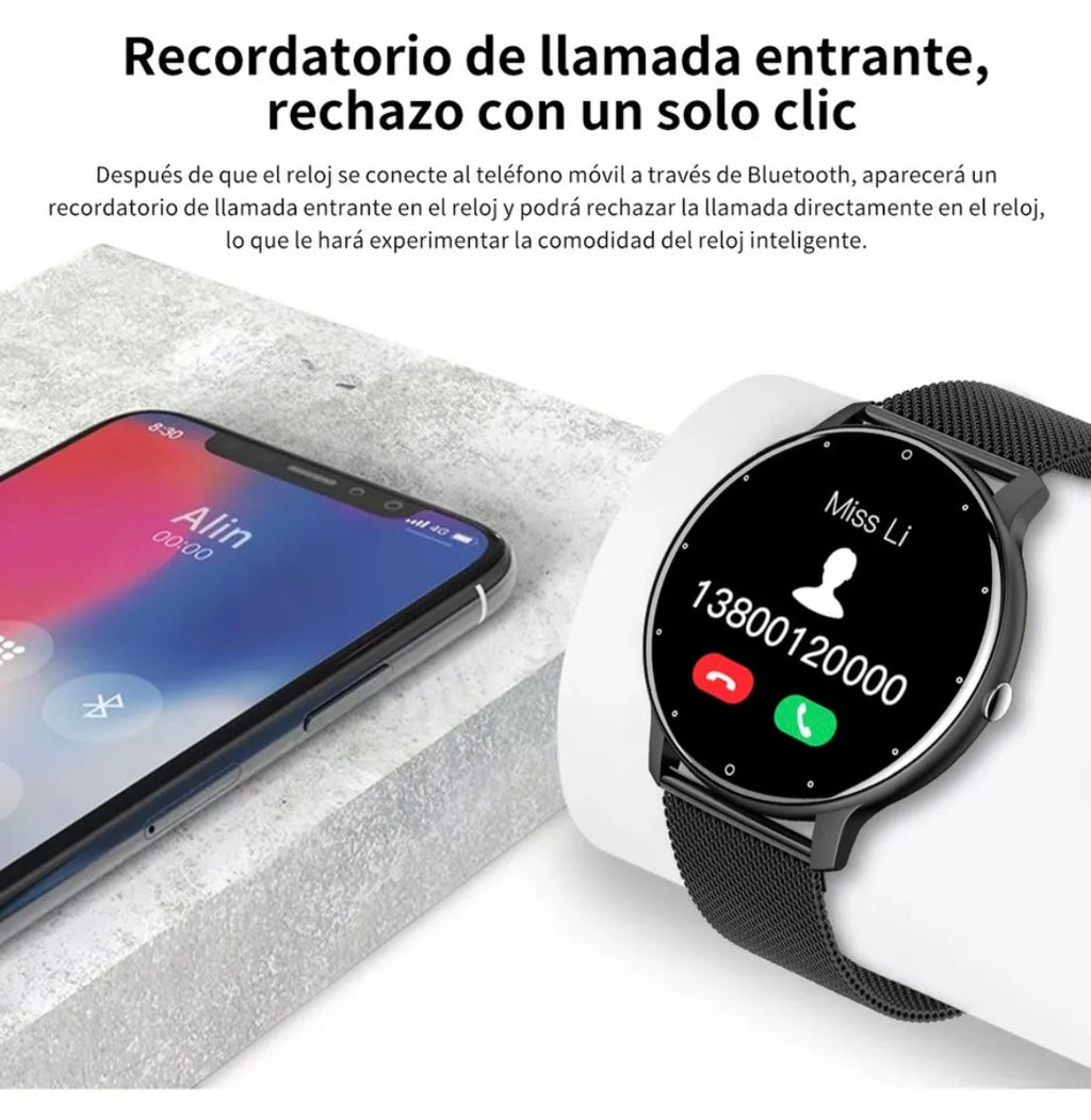 Reloj Inteligente Mujer Hombre Deportivo de la Correa Negro 1.39 Frequency Cardiaca Sueño Lige BW0223